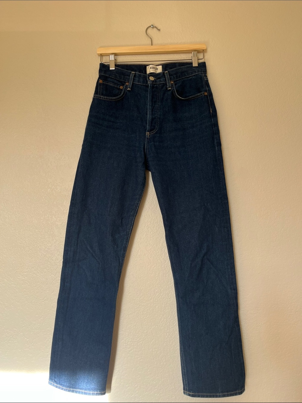 Agolde Women's Straight Leg Jeans in Dark Blue Denim